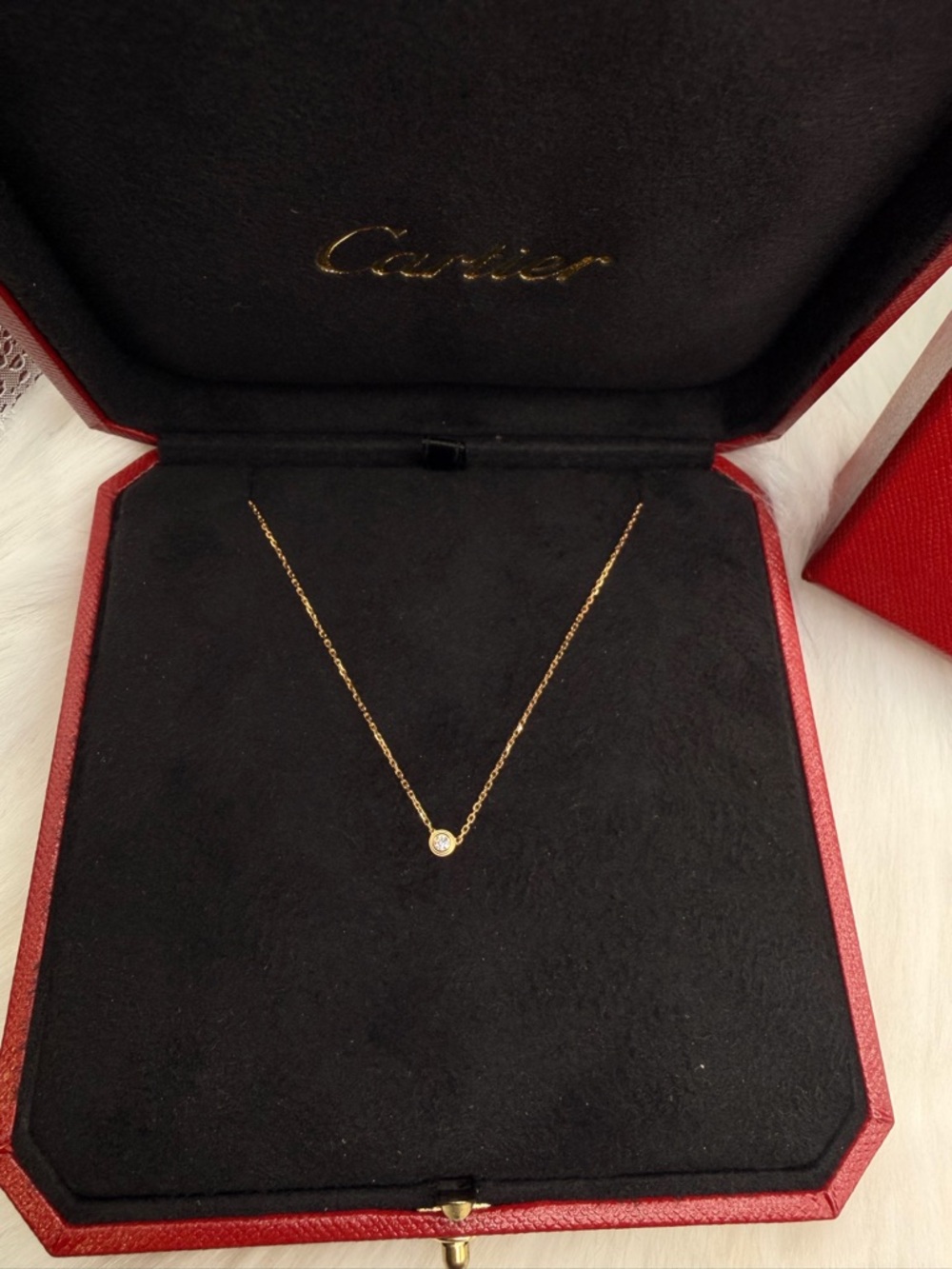 18k Rose Gold Xs Diamond Cartier Necklace 16”.